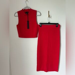 HOH 1969 Red Slit Skirt Matching Set
